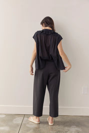 amente - Pleated Taped Pants | Black