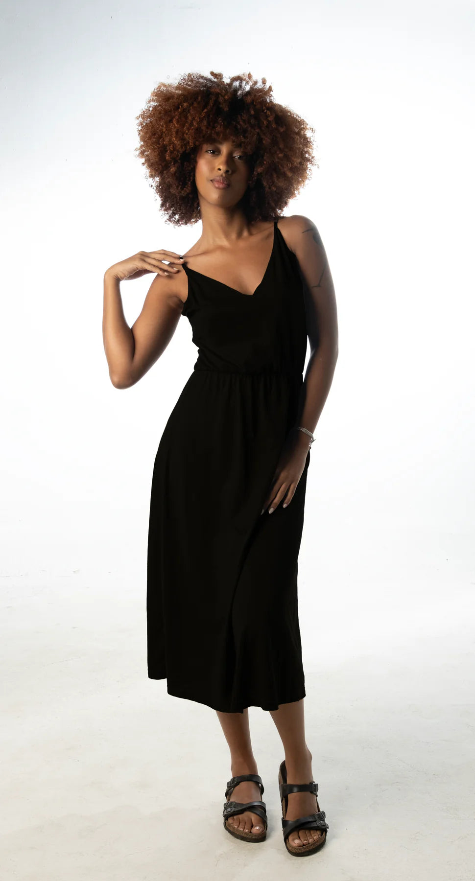 Clean Tee Factory - Strappy Modal/Cotton Dress | Black X-Large Clean Tee Factory - Strappy Modal/Cotton Dress | Black X-Large