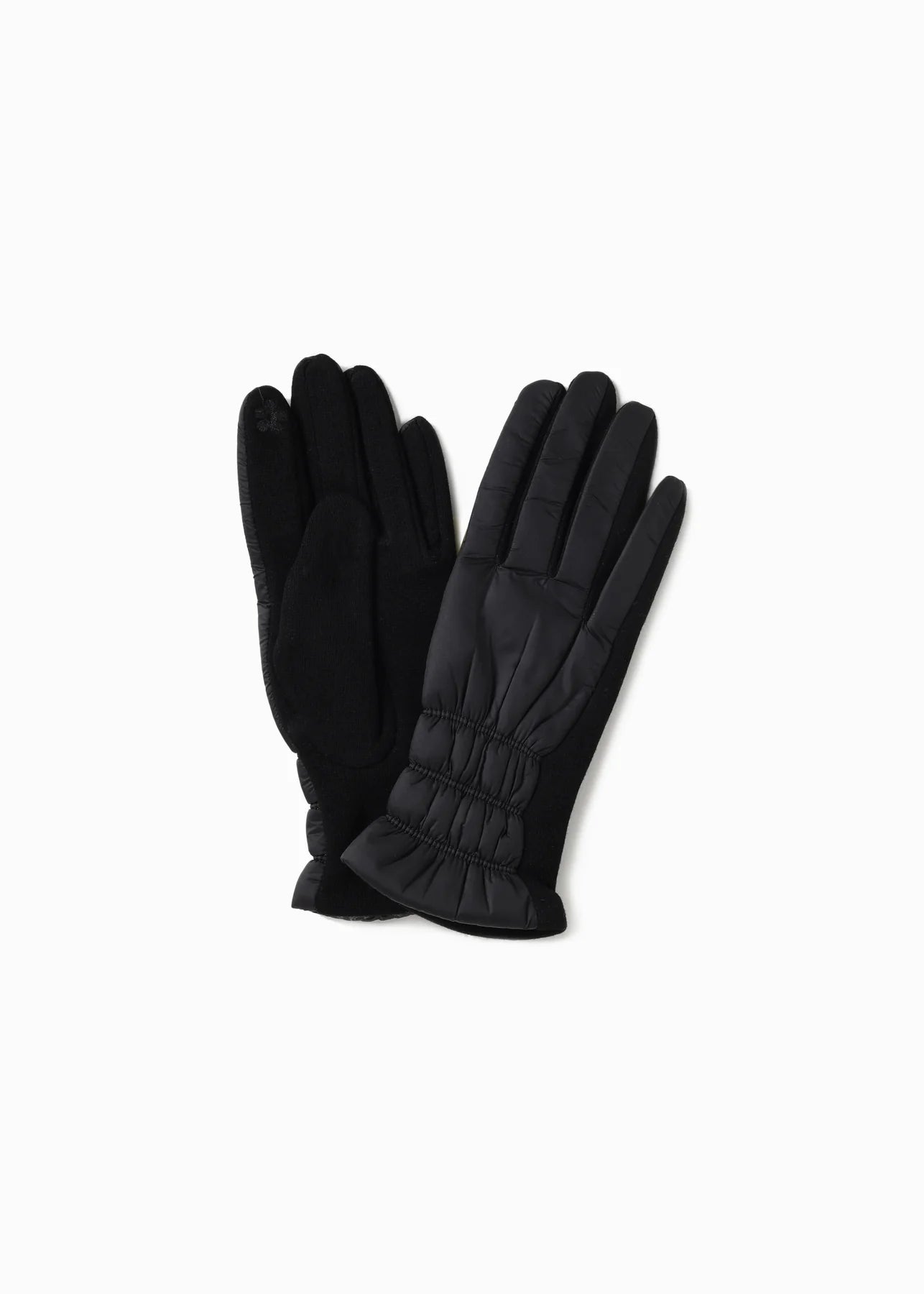 Striped Stitch Puffer Glove | Black
