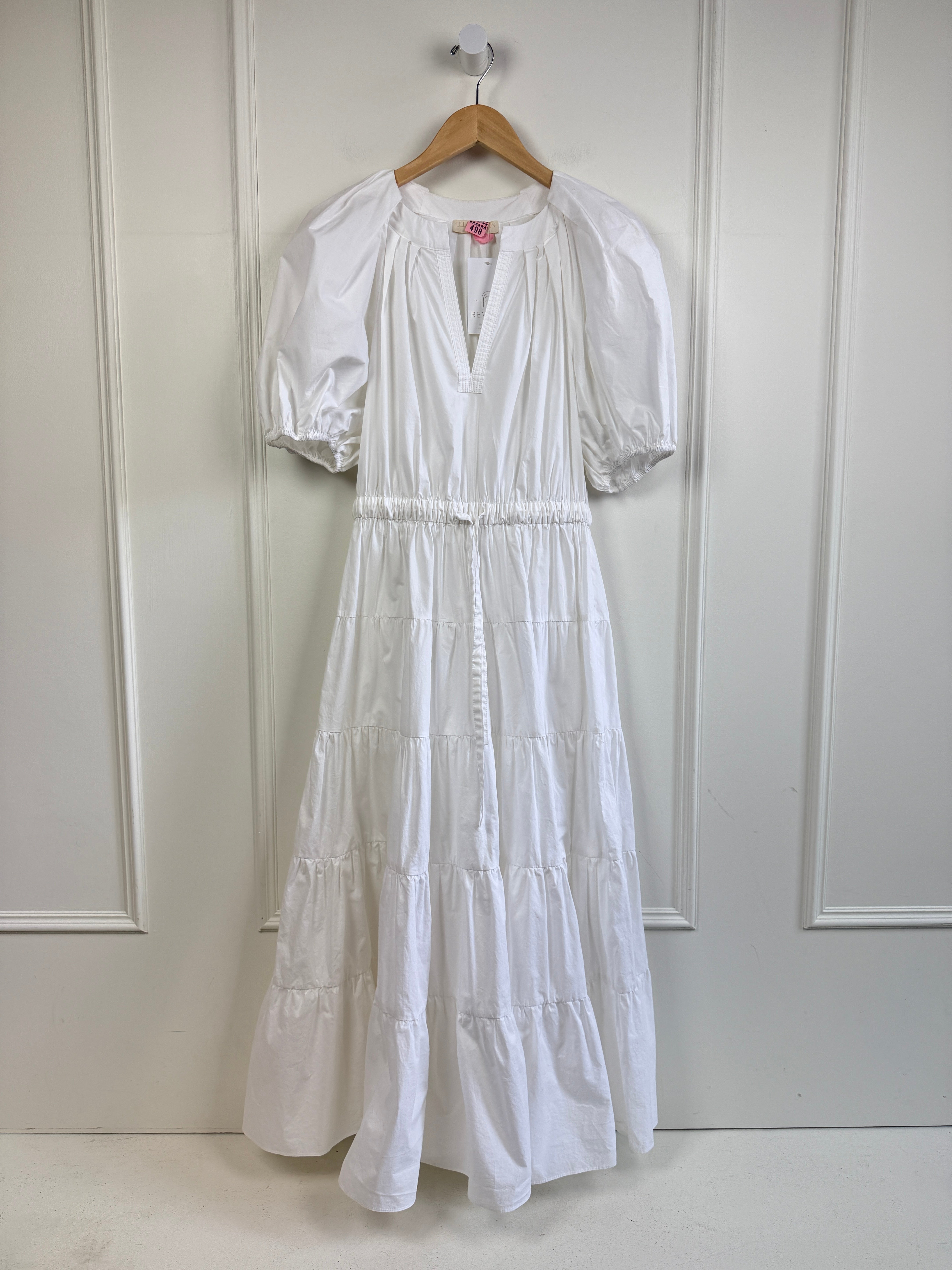 ulla johnson white dress (M) Adrianna Papell Studio Women's and scalloped hem labor26 Size:M /US  6-8