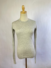 CT Plage Silk & Cashmere Grey Ribbed Sweater (S/36)