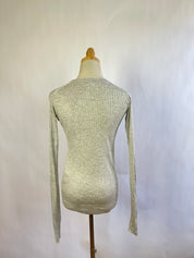 CT Plage Silk & Cashmere Grey Ribbed Sweater (S/36)