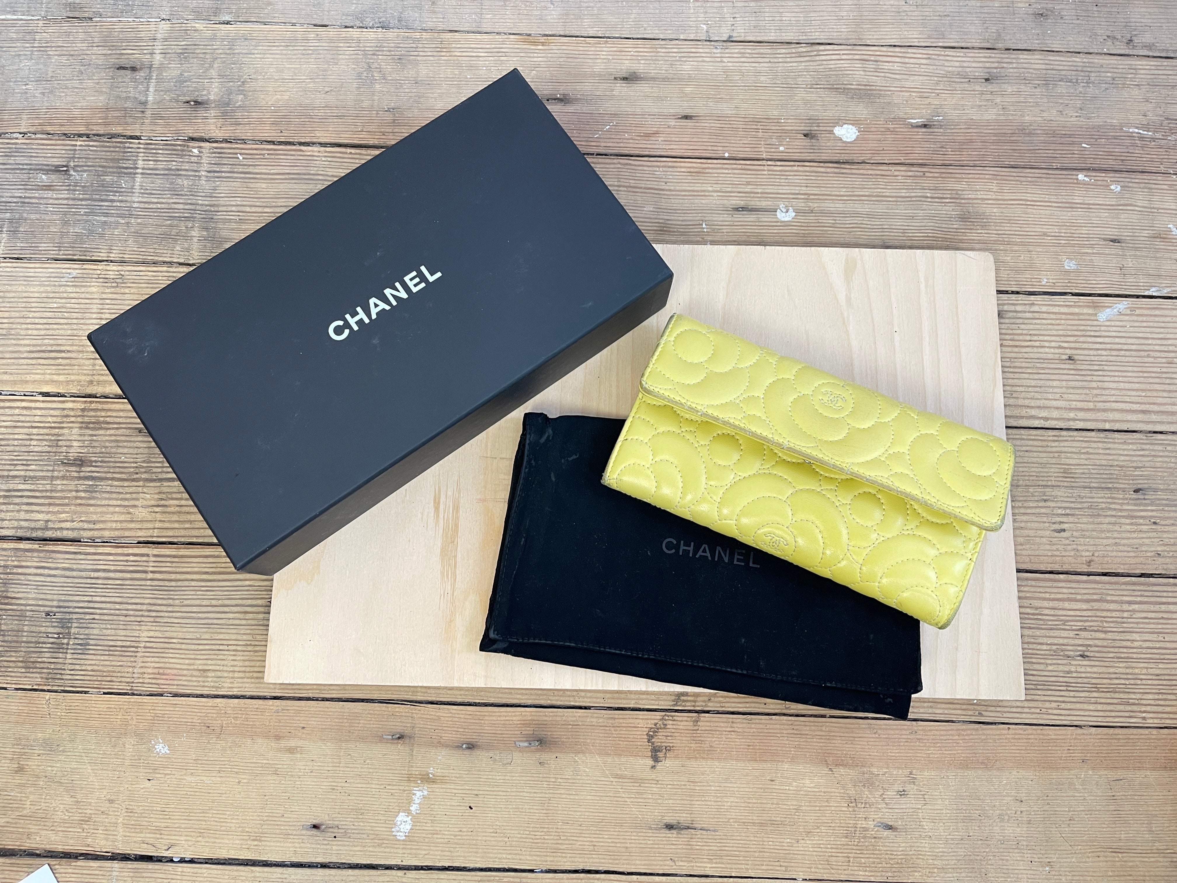 Chanel Camellia Lemon Yellow Wallet