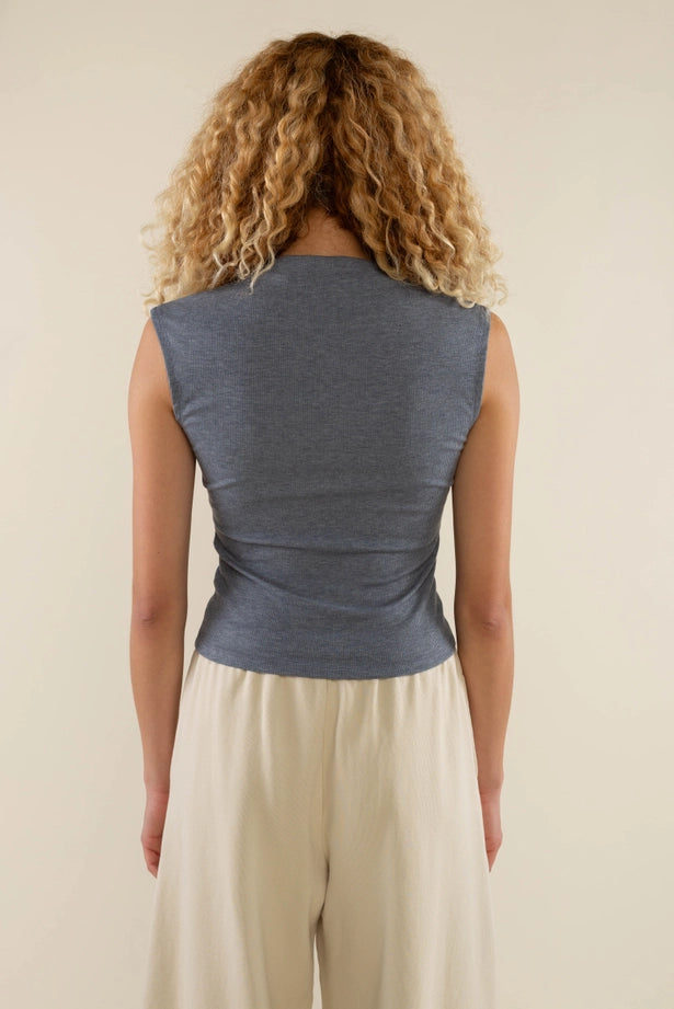 NLT - Andie Mock Neck Tank | Denim Blue