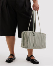 Baggu - Medium Nylon Bowler Bag | Sage Stripe