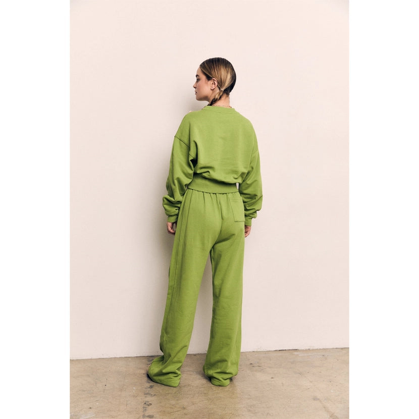 Blank Lab - Organic Cotton Terry Cropped Balloon Sweatshirt | Peridot