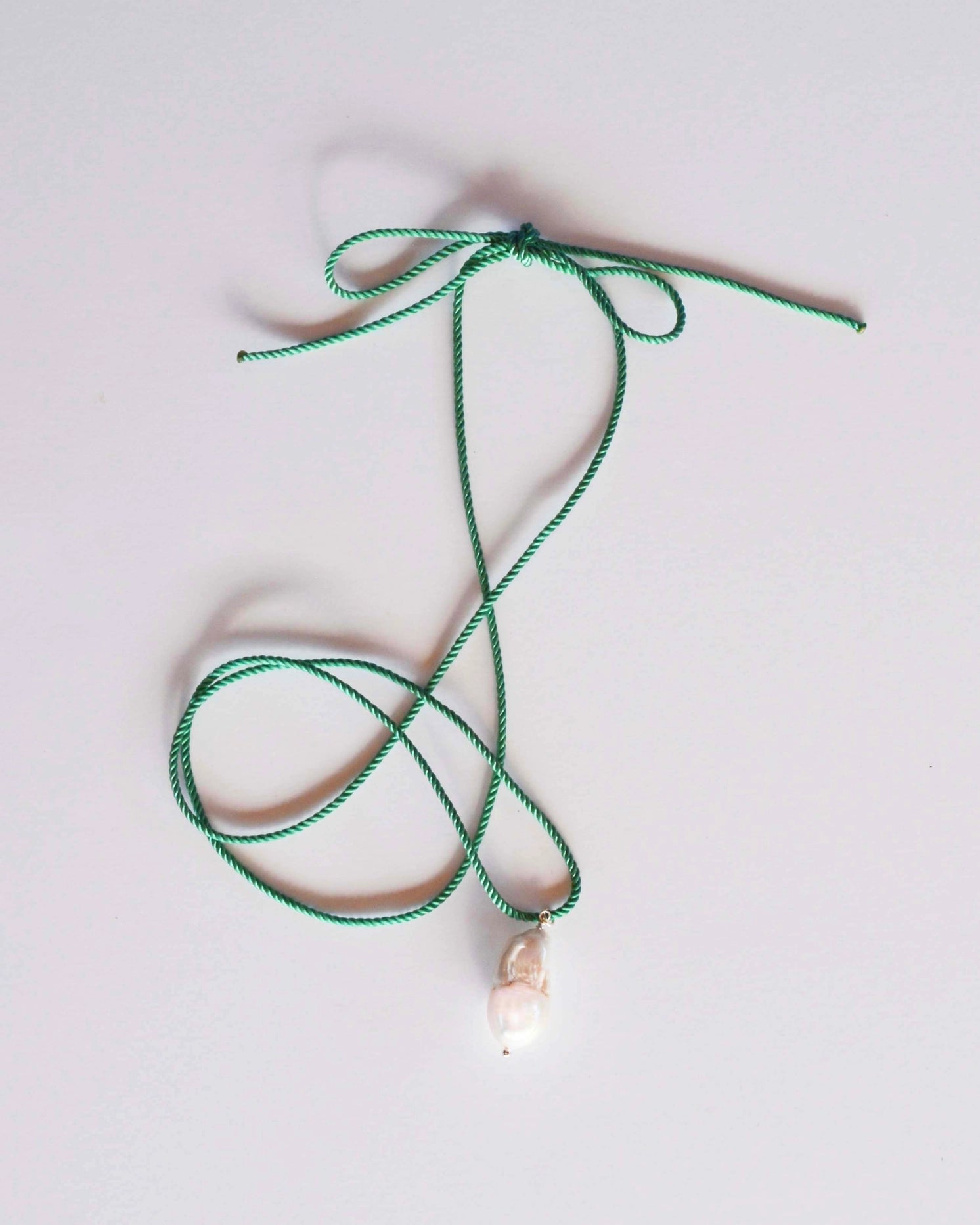 Gem & Blue -  Rope Pearl Necklace | Sage Green