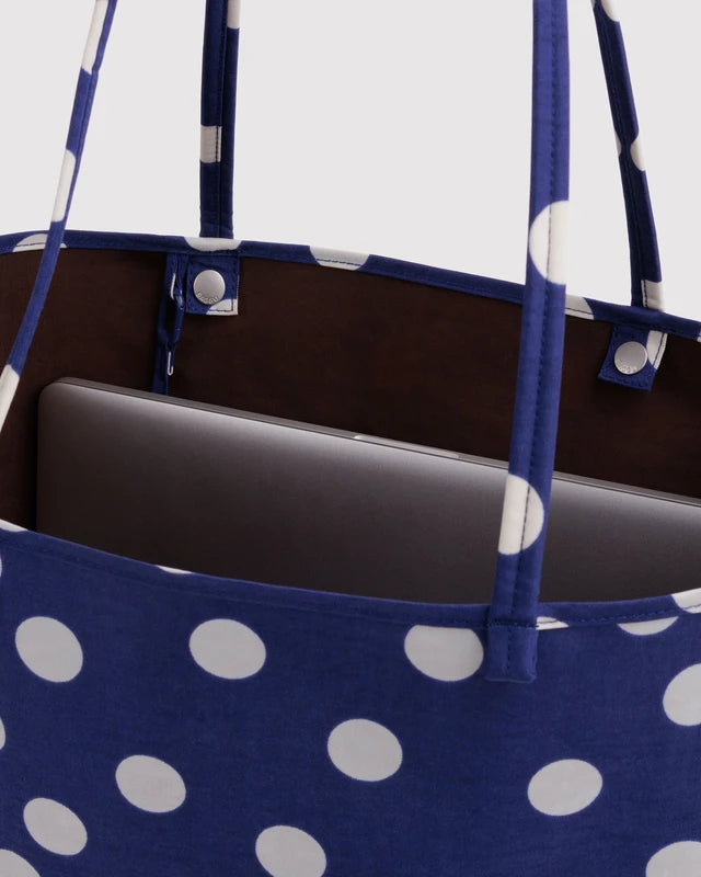 Baggu - Large Nylon Reversible Tote | Navy Polka Dot Mix
