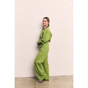 Blank Lab - Organic Cotton Terry Cropped Balloon Sweatshirt | Peridot