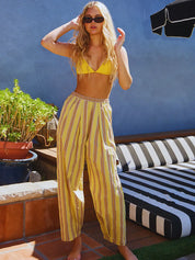 Striped Poplin Pants | Yellow