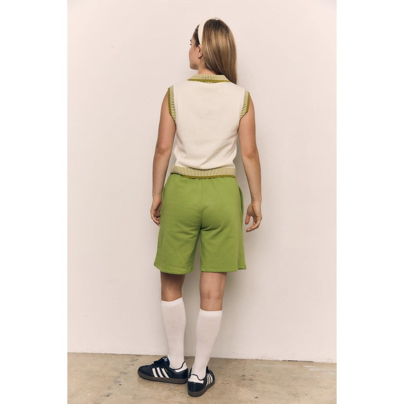 Blank Lab - Collar Contrast Vest | Ivory & Green