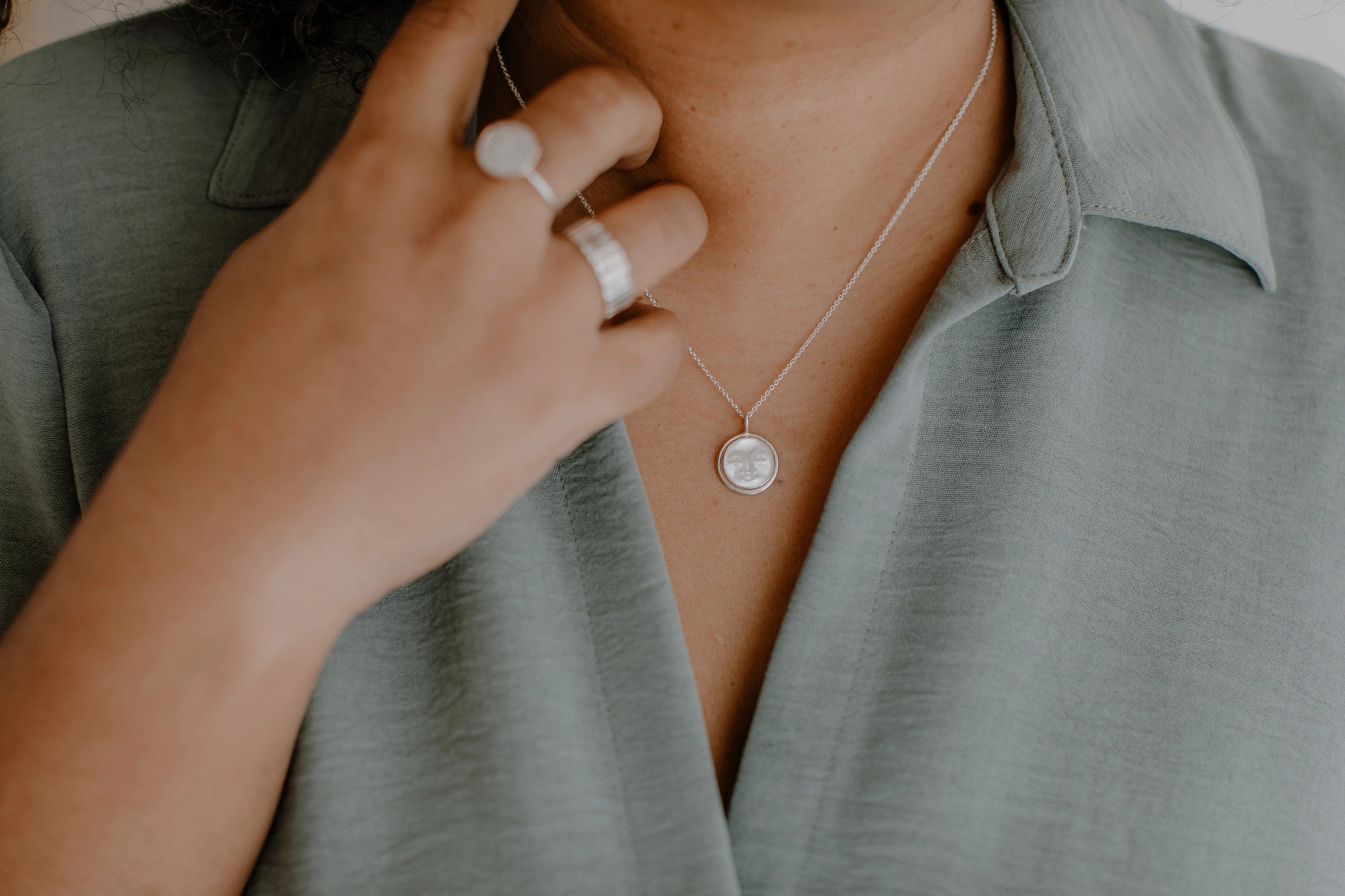 Gem & Blue -  Pearl Moon Necklace