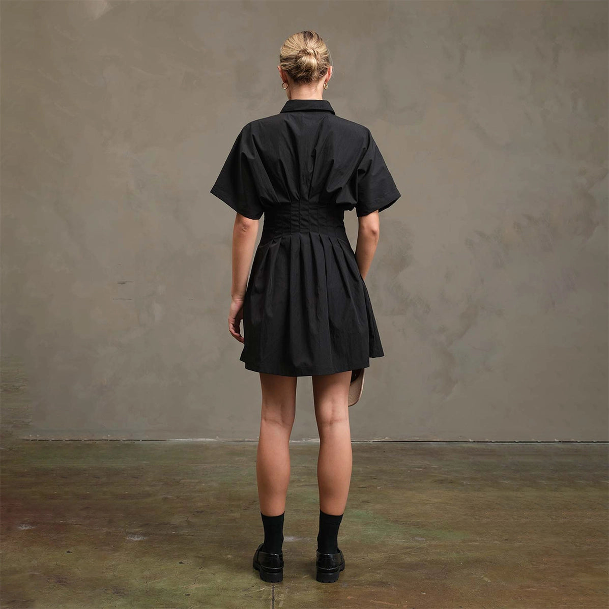 RAISONNEL - Wide Pintuck Shirt Dress | Black