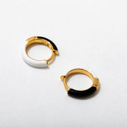Larissa Loden - Two Tone Reversible Enamel Huggie Hoop Earrings | Black/White