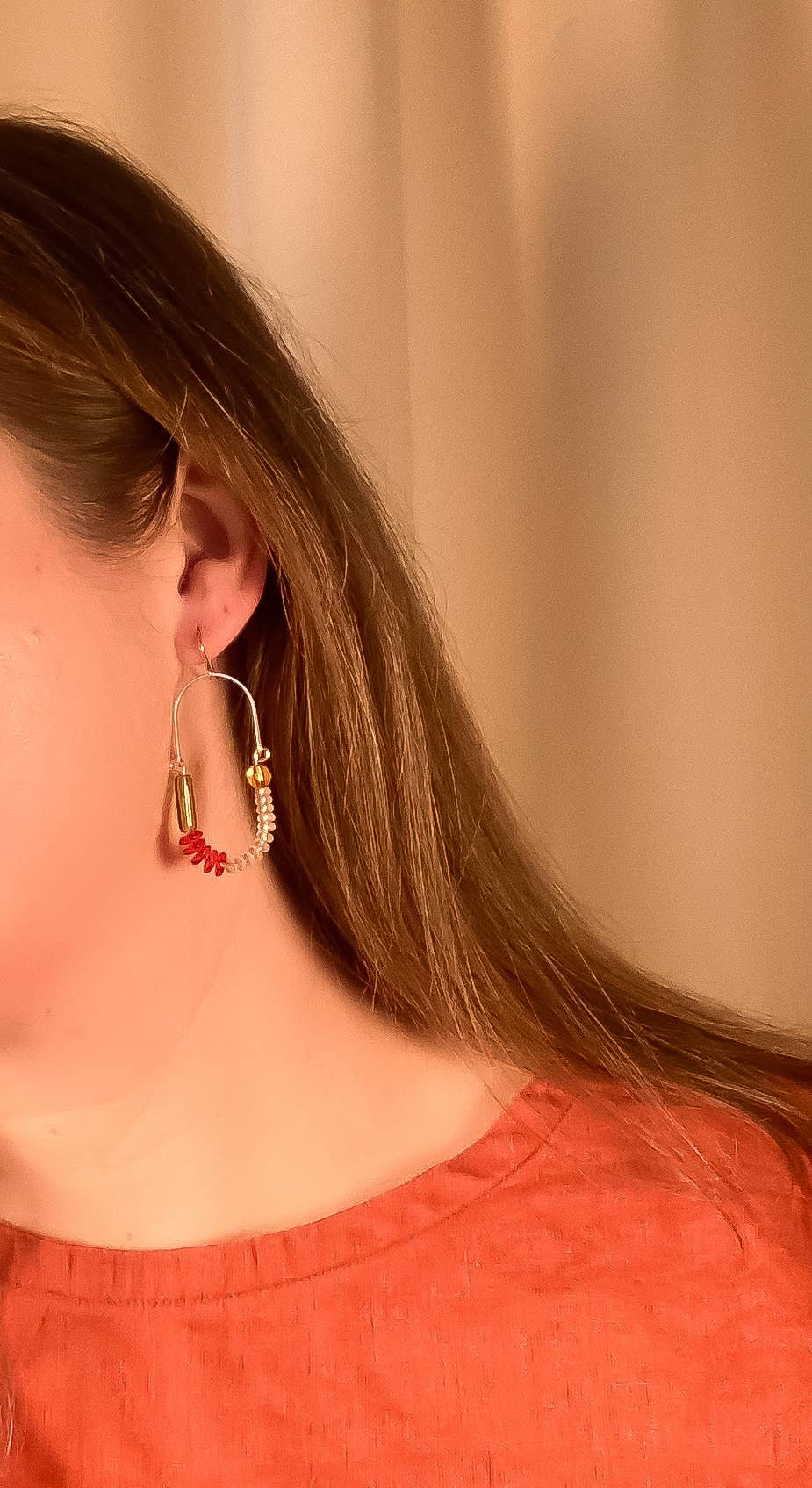 Michelle Starbuck Designs - Hyacinth, Rose, Olive, and Topaz Balance Earrings: Brass