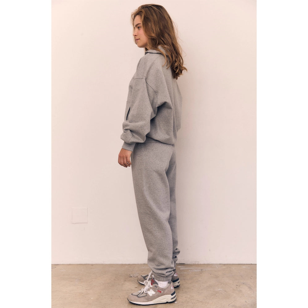 Blank Lab - Half Zip Fleece Sweatshirt | Heather Grey