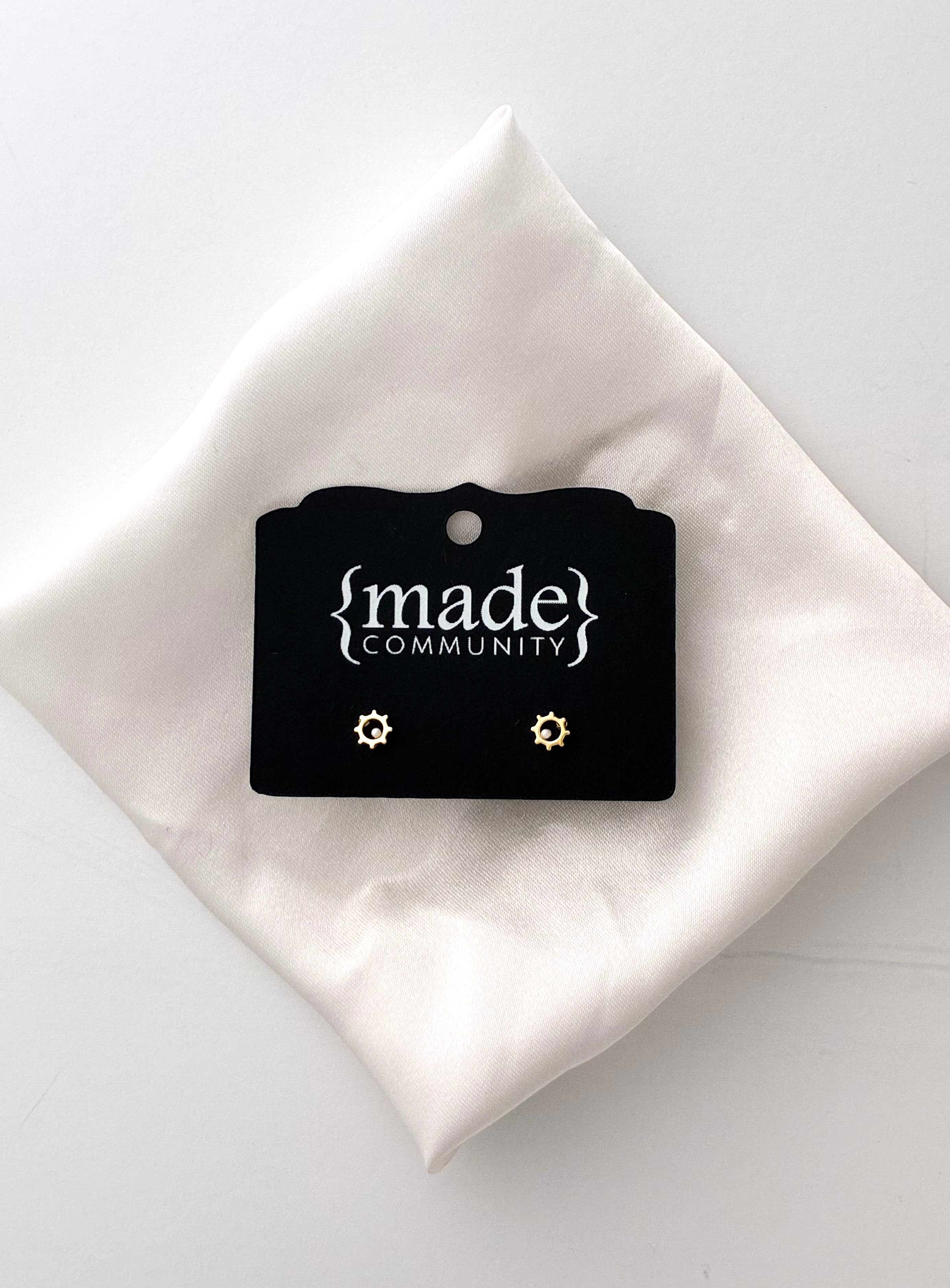 Made Community - Tiny Pearl Sun Studs