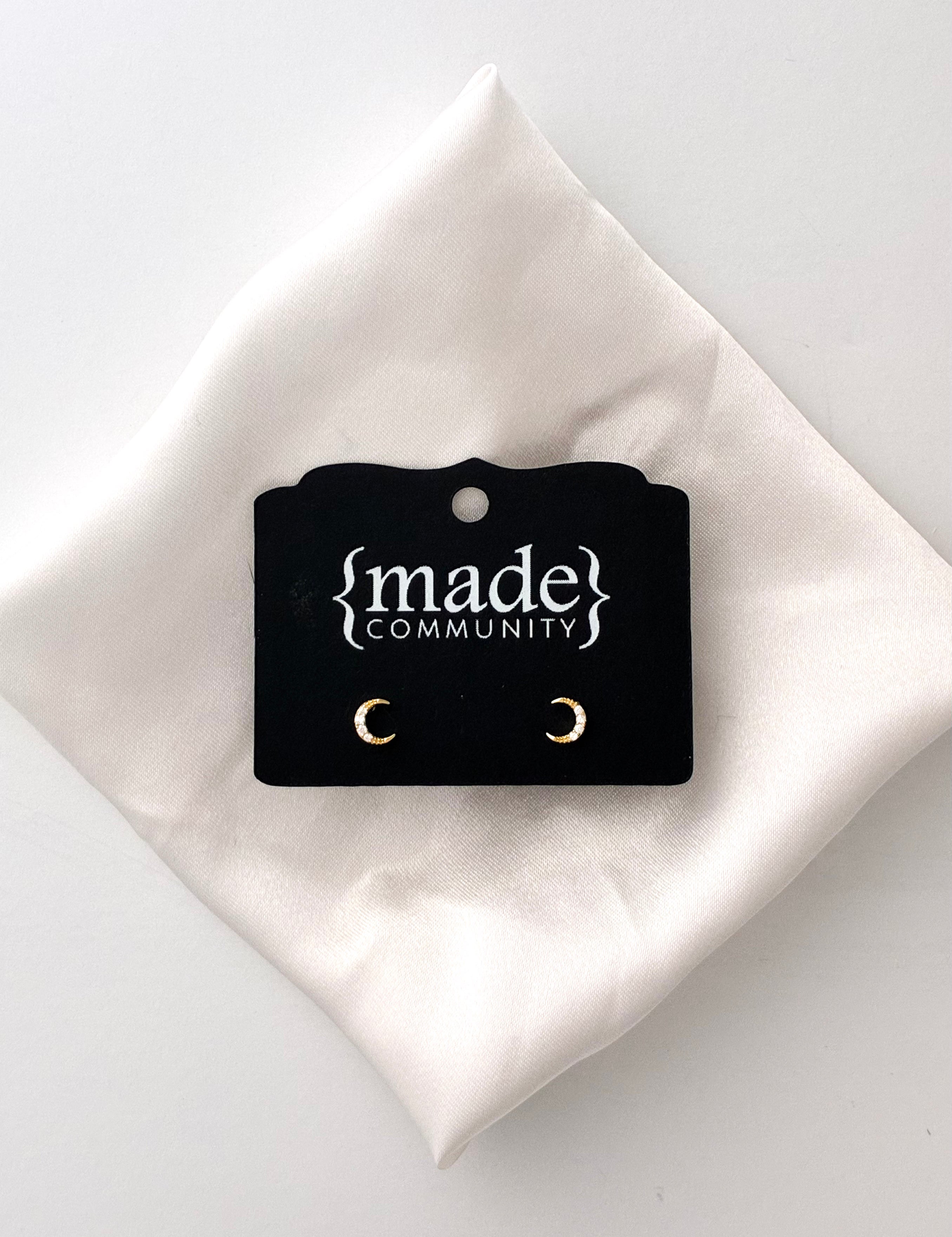 Made Community - CZ Moon Studs