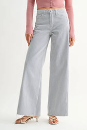 Just Black Denim - Side Stripe Wide Leg Jean