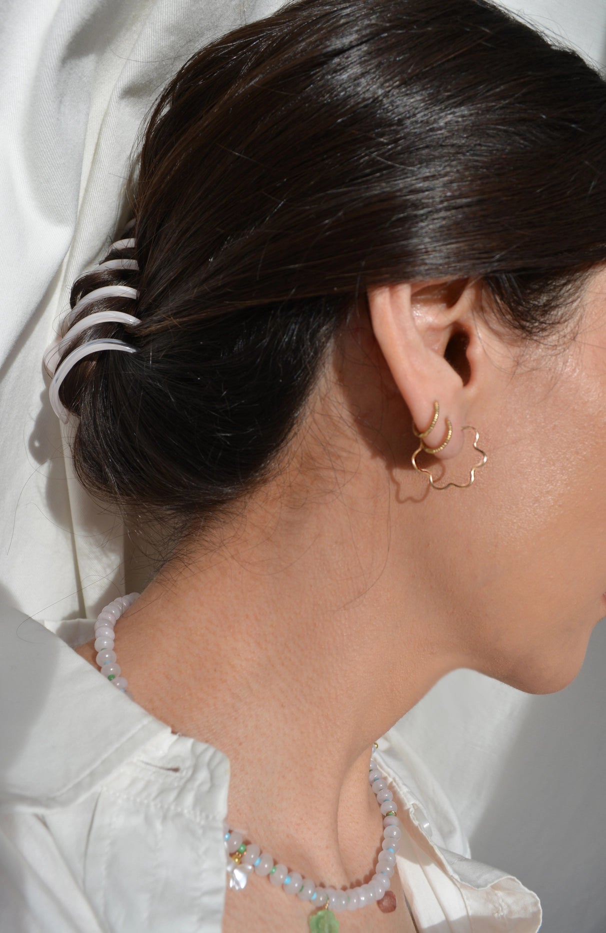 Gem & Blue - Mini Flora Hoops | Silver