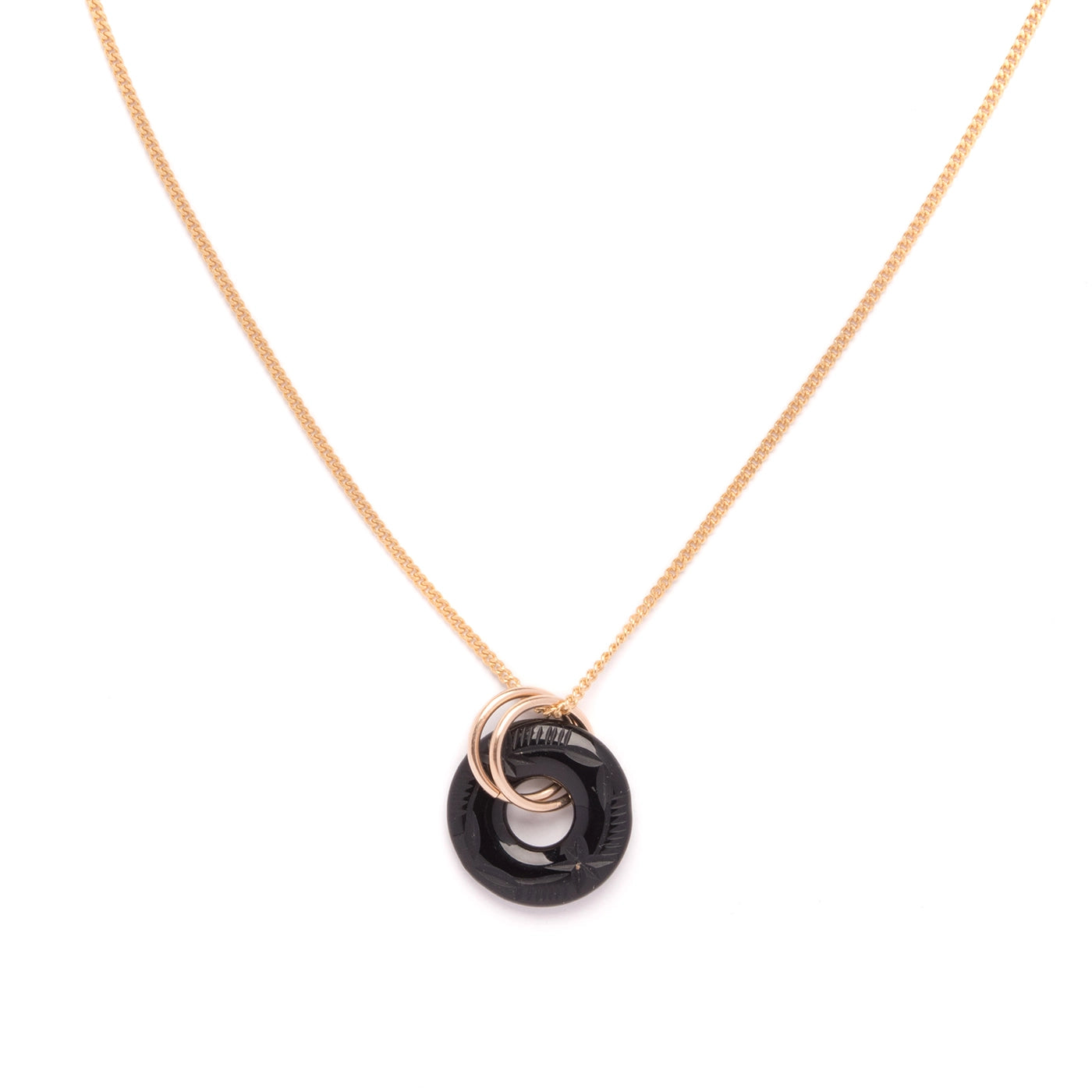 Michelle Starbuck - Vintage Glass Deco Ring Necklace | Black