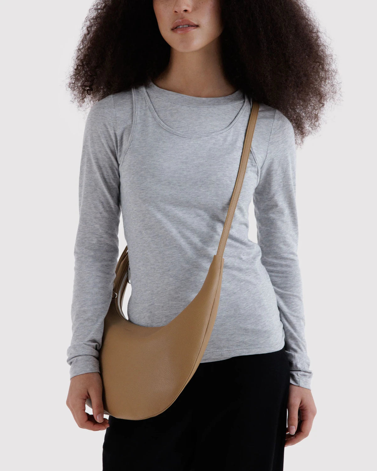 Baggu - Medium Recycled Leather Flat Crescent | Dune