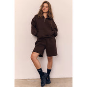 Blank Lab - Half Zip Fleece Sweatshirt | Mocha