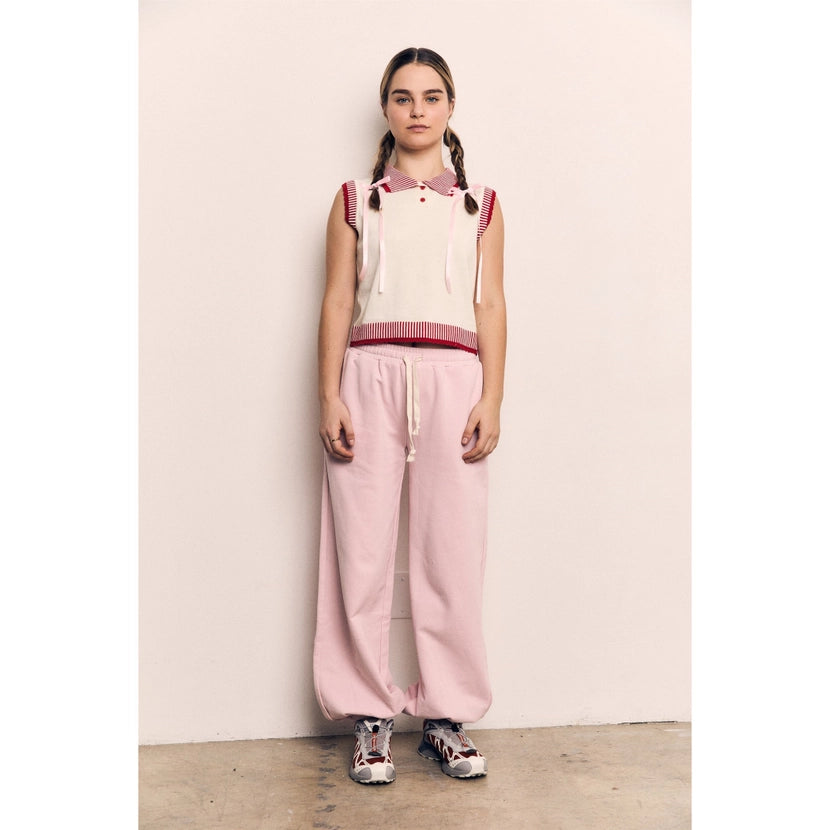 Blank Lab - Collar Contrast Vest | Ivory & Red