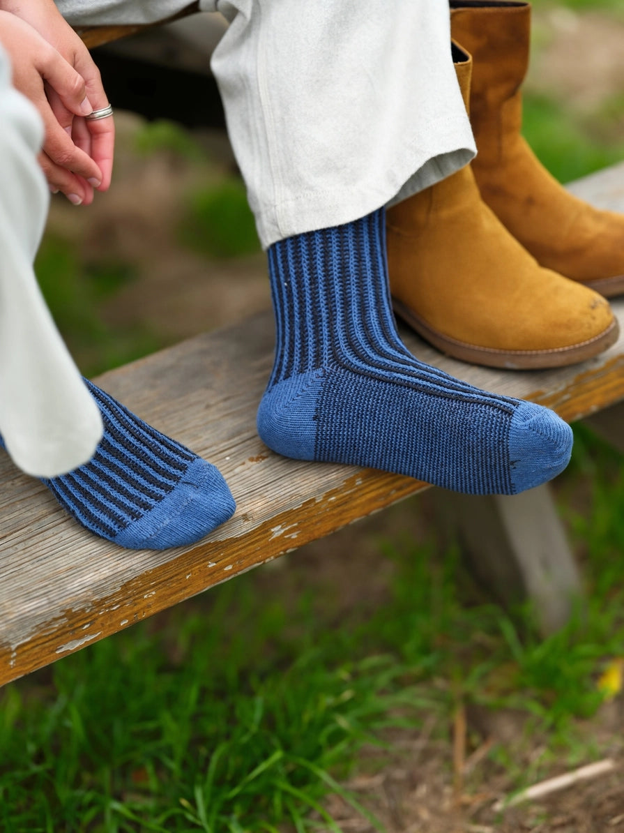 Mollusk - Two Tone Rib Sock | Black/Blue