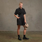 RAISONNEL - Wide Pintuck Shirt Dress | Black