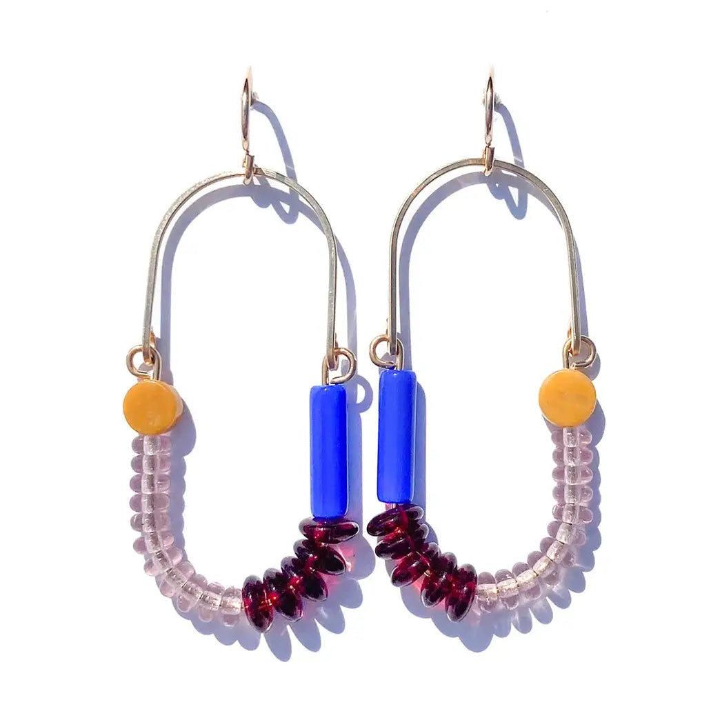 Michelle Starbuck - Balance Earrings | Yellow Jasper, Periwinkle, + Oxblood