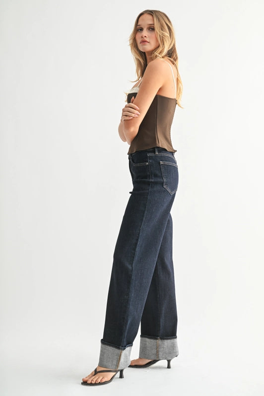 Just Black Denim - Cuffed Wide Leg | Sup (Dark Denim)