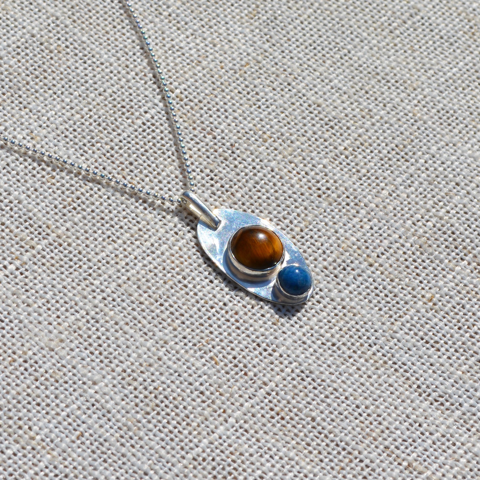 Gem & Blue -  Tiger's Eye & Lapis Pendant