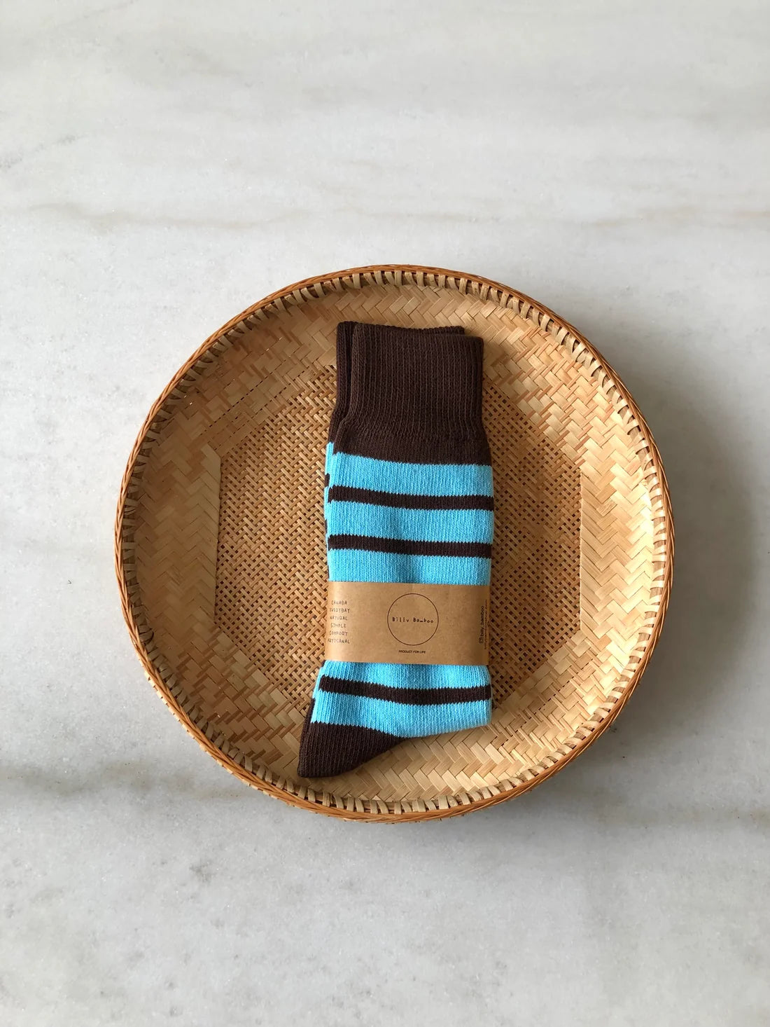 Billy Bamboo - Makino Pop Stripe High Socks | Sky Mocha