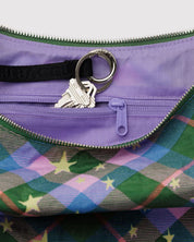 Baggu - Medium Nylon Crescent Bag | Green Star Plaid