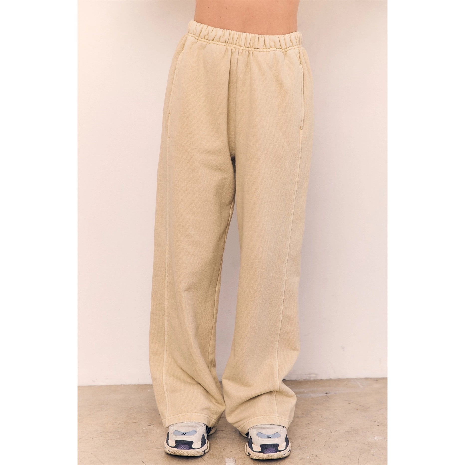 Blank Lab - Cotton Terry Wide Leg Pants | Mocha Mousse