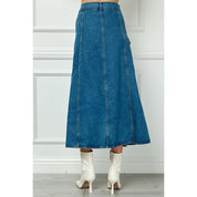 Belted Waist Cargo Denim Wrap Skirt | Blue