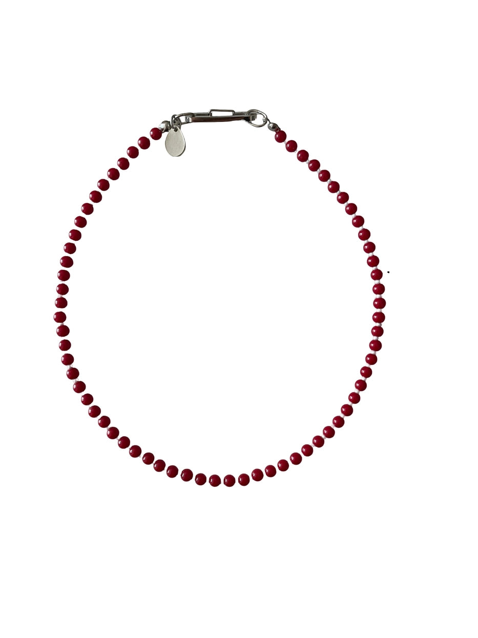 CÉLAÉL - Red Coated Glass Bead Necklace