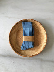 Billy Bamboo - Ribbed Cotton High Socks | Washed Denim