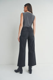 Just Black Denim - The Slim Wide-Leg Crop | Washed Black