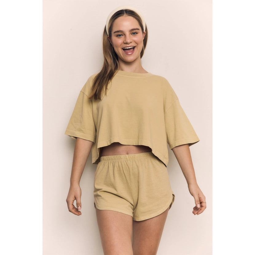 Blank Lab - Loose Fit Cropped Tee | Sage Green