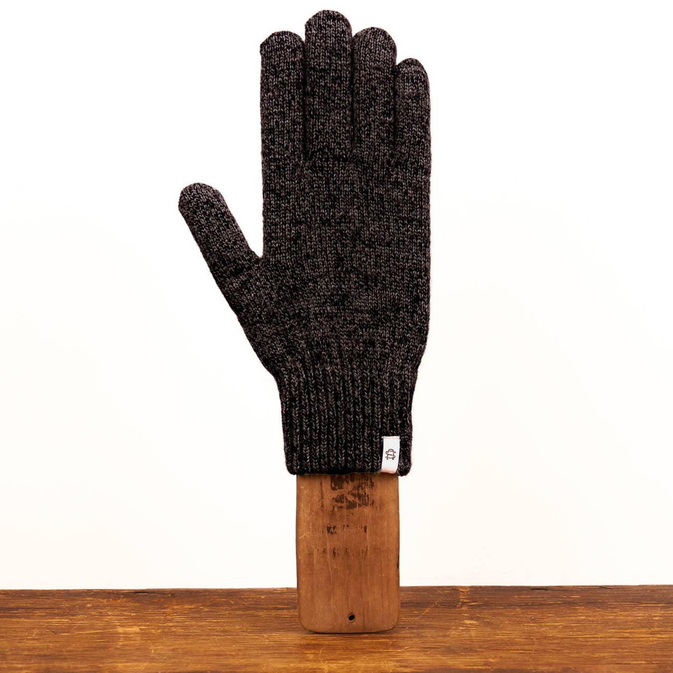Upstate Stock - Upcycled Ragg Wool Full Glove with Deerskin Grip | Black Melange