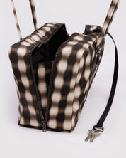 Baggu - Medium Nylon Bowler Bag | Blurred Gingham Brown