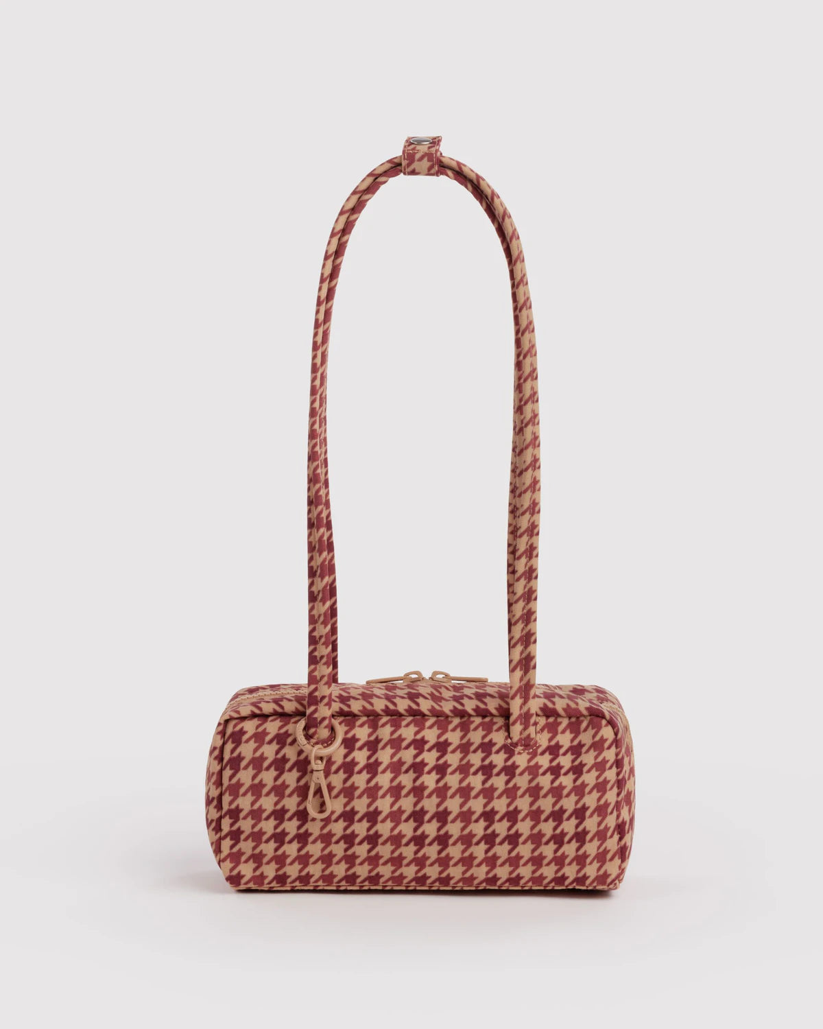 Baggu - Small Nylon Bowler Bag | Tan Houndstooth