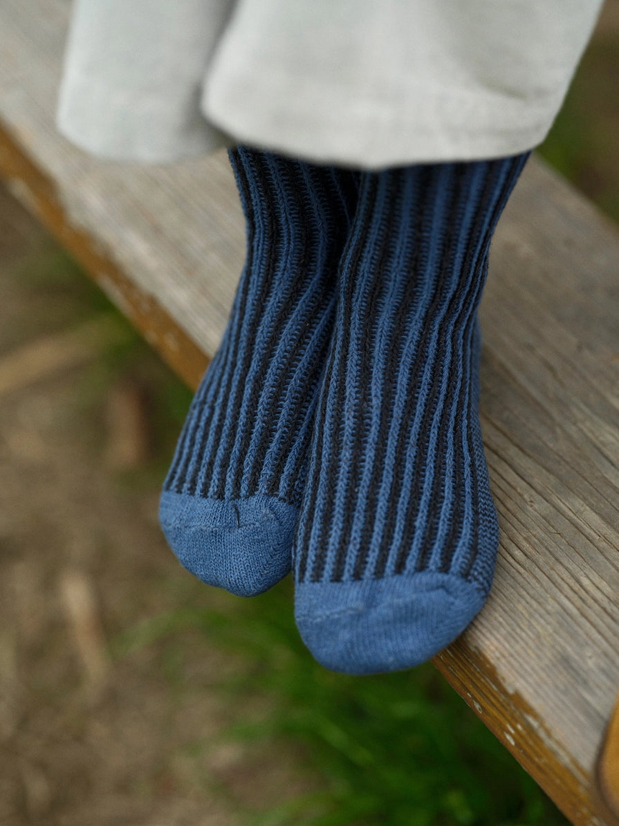 Mollusk - Two Tone Rib Sock | Black/Blue