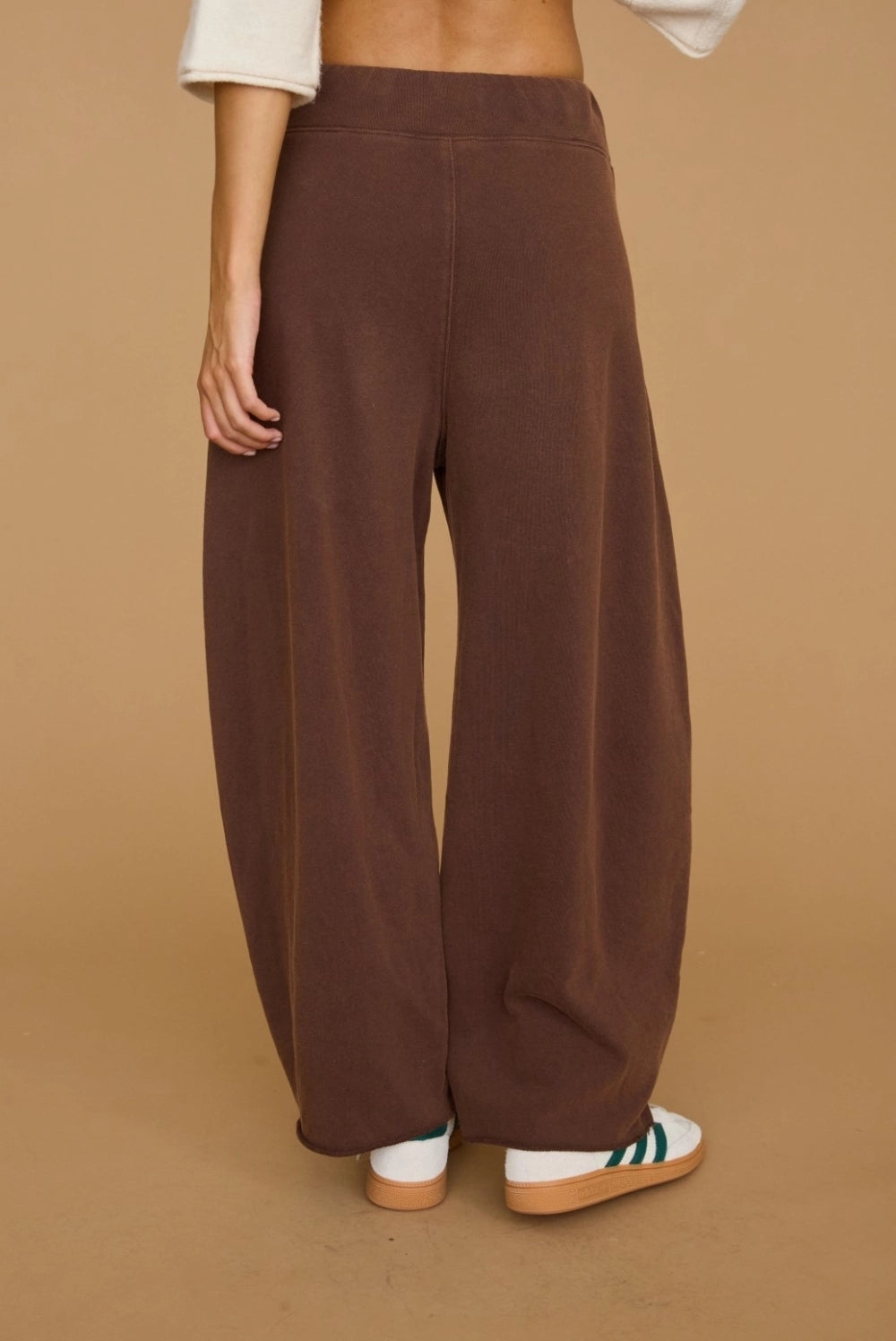 Dottie Dottié Garage - Washed Ribbed Knit Pull On Barrel Leg Pants | Brown