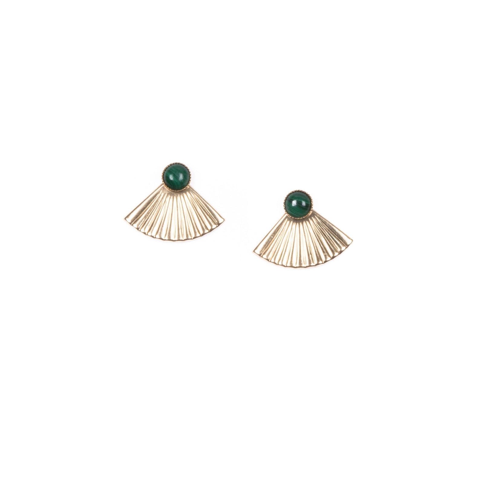 Michelle Starbuck - Malachite Mini Pleat Jacket Earrings