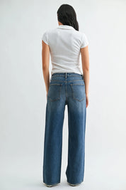 Just Black Denim - High Rise Full Length Straight Jean | Dark Denim
