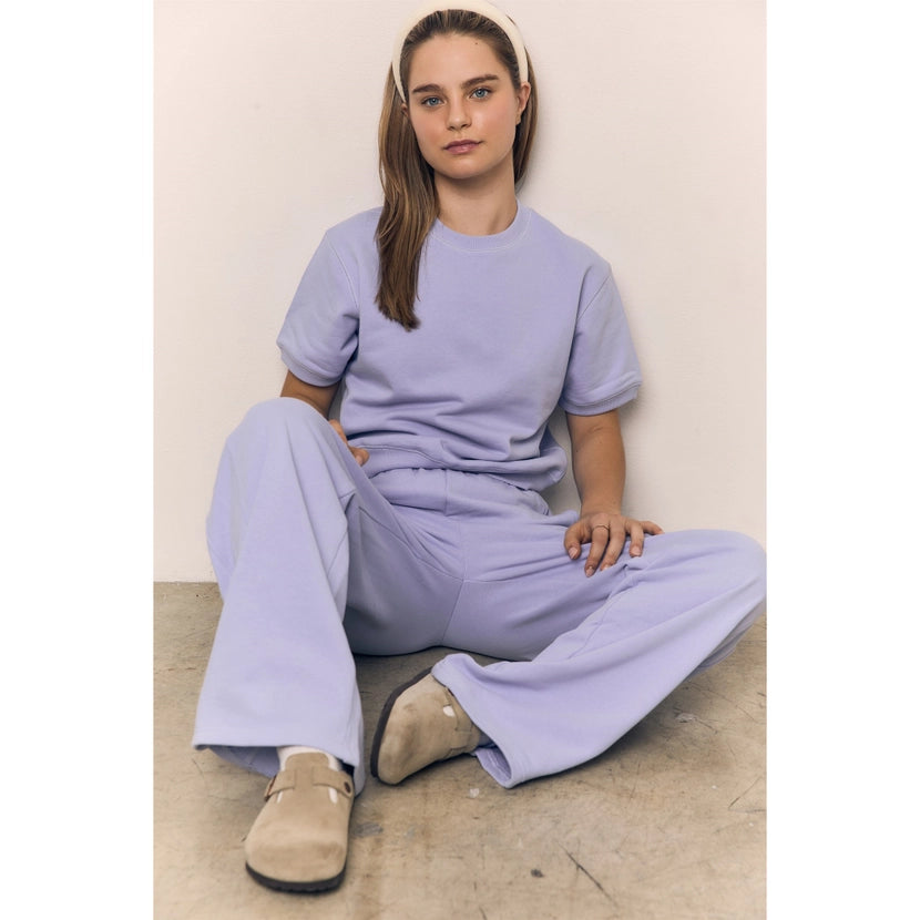 Blank Lab - Organic Cotton Terry Half Sleeve Crewneck | Lavender