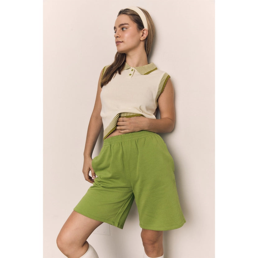 Blank Lab - Collar Contrast Vest | Ivory & Green